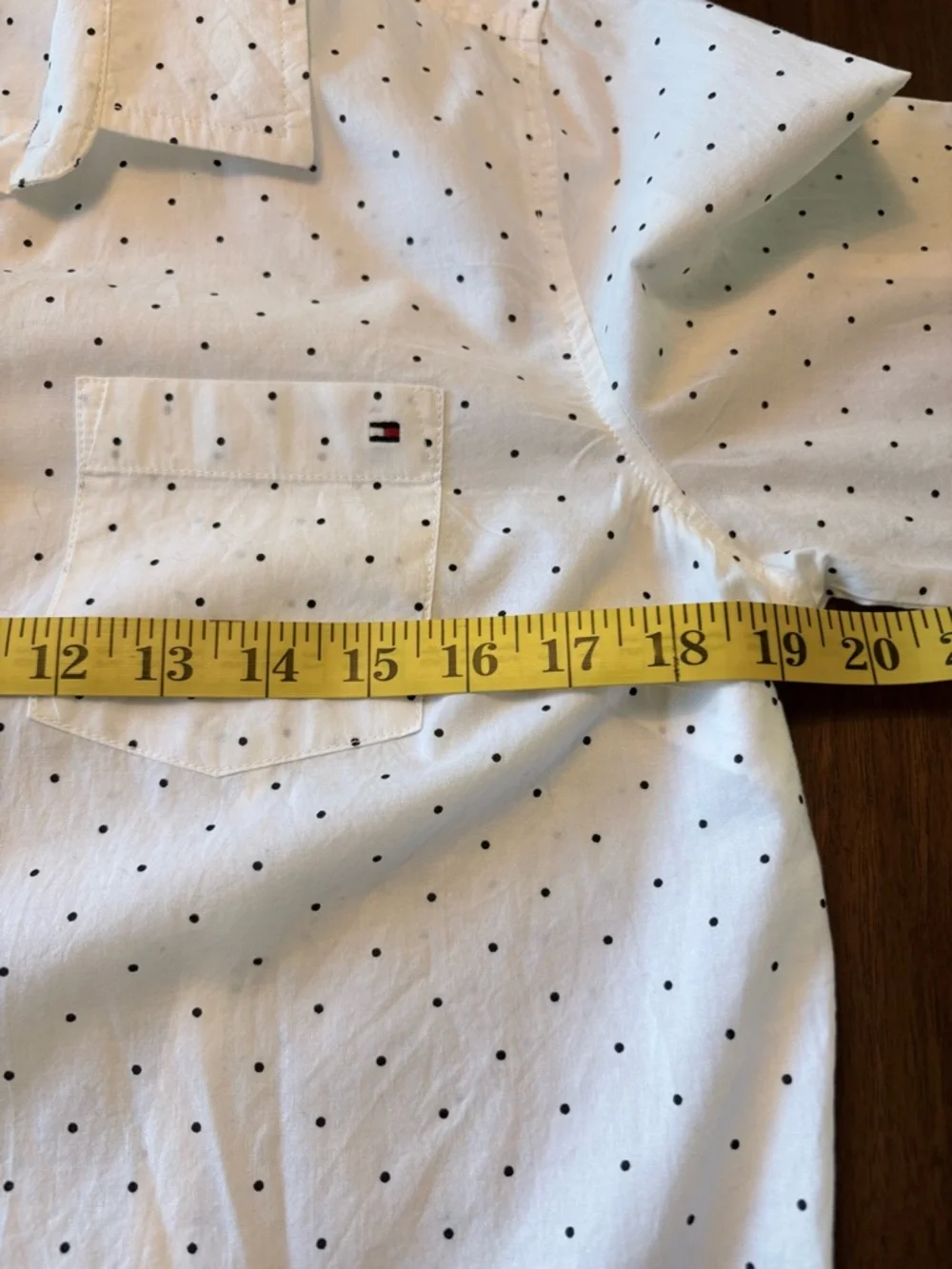 Tommy Hilfiger Polka Dot Button Down Shirt White Black Classic Preppy Blouse Med - Picture 12 of 13